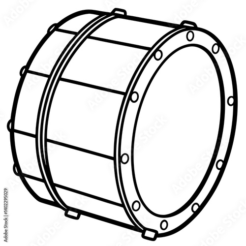 Minimal Bass Drum Vector Illustration on White Background