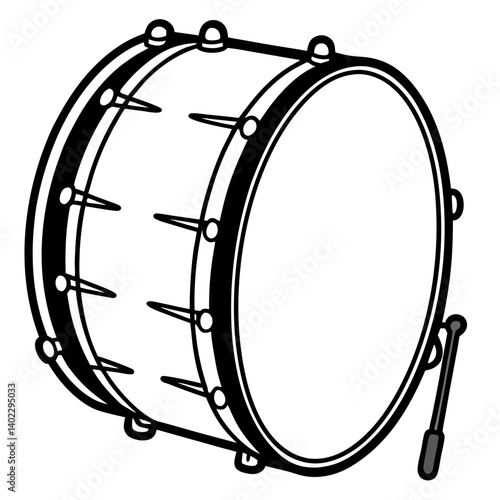 Minimal Bass Drum Vector Illustration on White Background