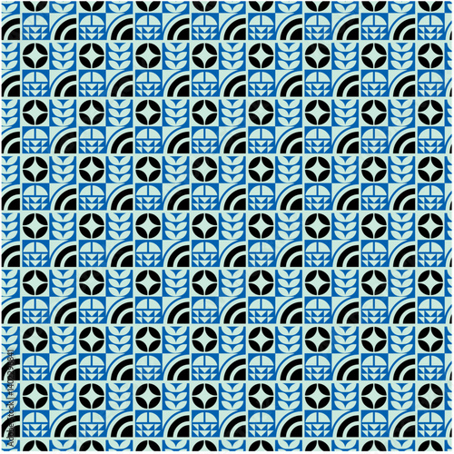 seamless pattern with blue flowers
