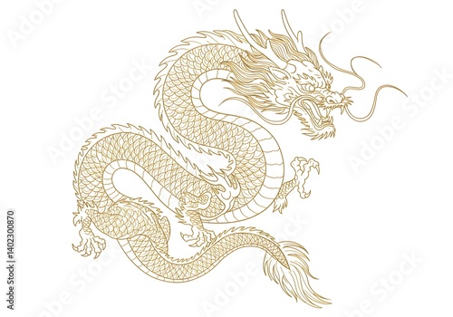 Elegant Golden Dragon: A Symbol of Power and Grace