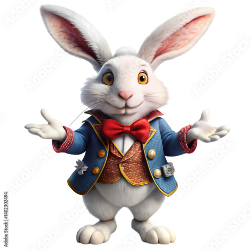 Adorable White Rabbit Clipart on transparent background