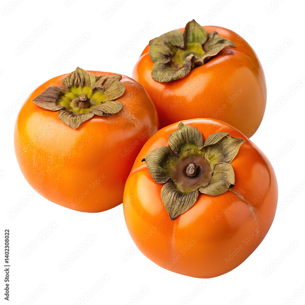 three ripe orange persimmons isolated on transparent background three ripe orange persimmons isolated on transparent background