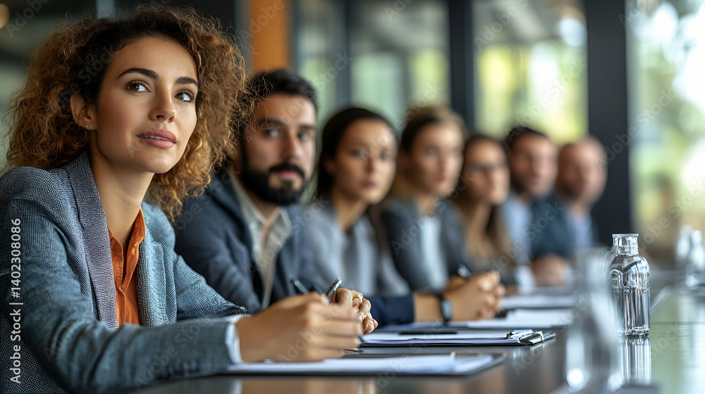 Diverse business team attentive meeting Diverse business team attentive meeting