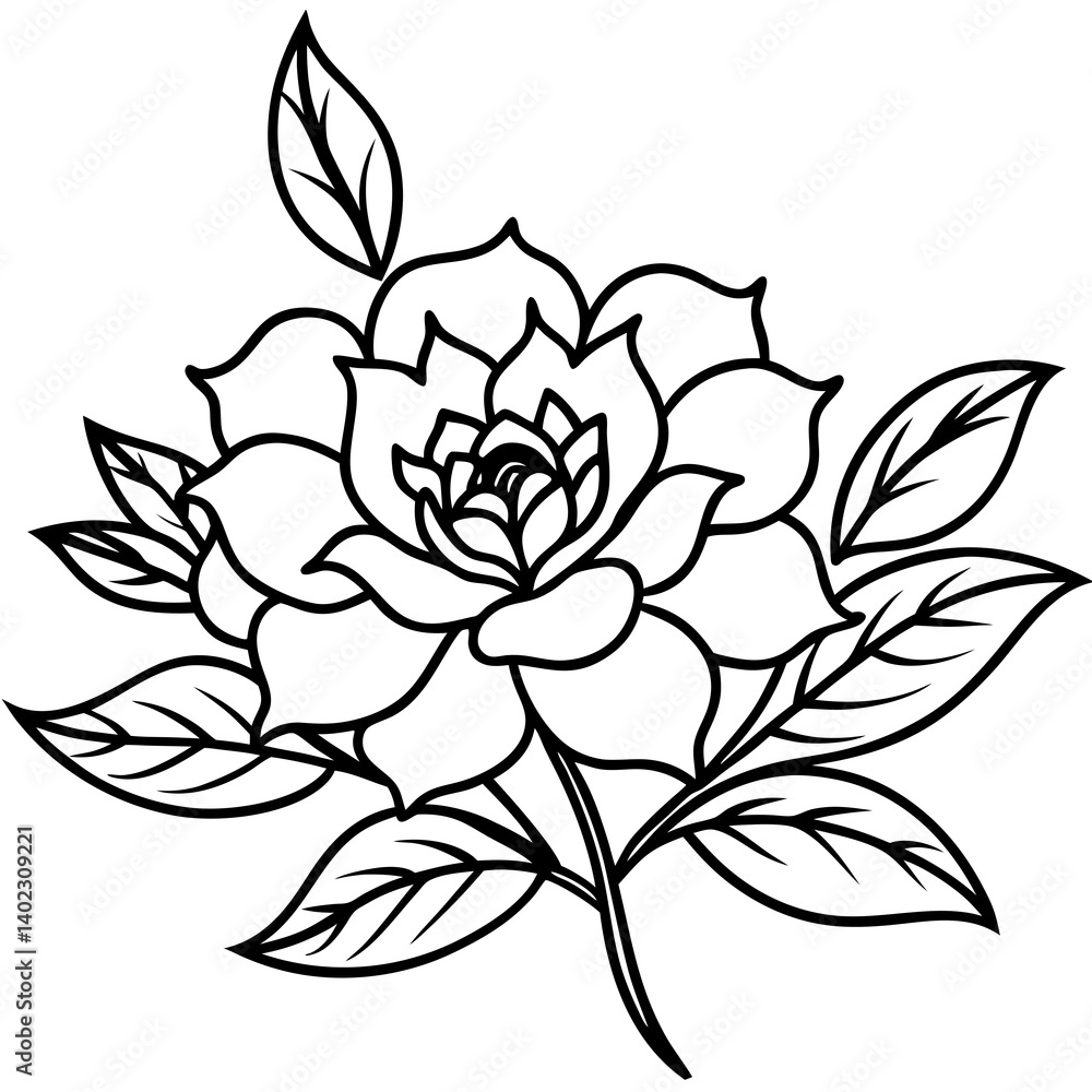 Minimal Boho Chic Floral Line Art Vector on White Background Minimal Boho Chic Floral Line Art Vector on White Background