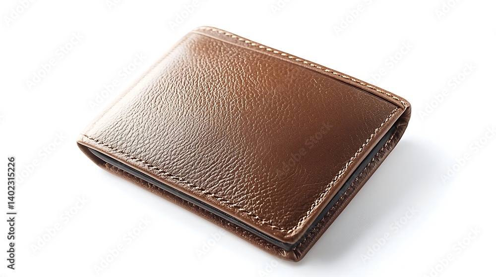 A brown leather wallet with a black zipper A brown leather wallet with a black zipper