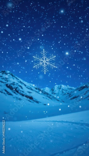 Wallpaper Mural Single snowflake falling in snowy mountain night sky, snowflake, frozen Torontodigital.ca