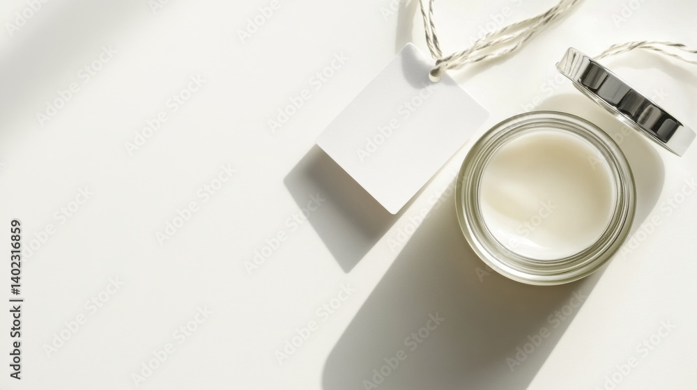Skincare product cream jar cosmetic bottle on bright white background shadows Skincare product cream jar cosmetic bottle on bright white background shadows