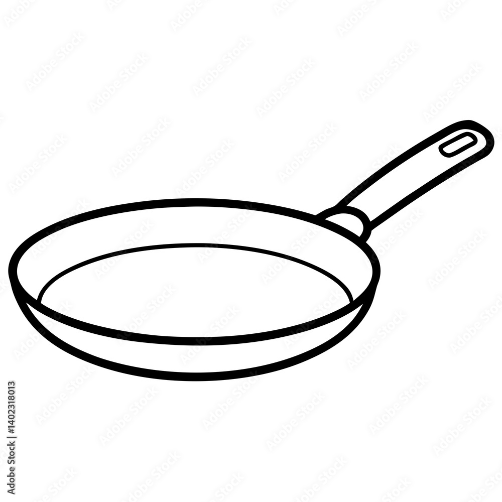 Minimal Frying Pan Vector on White Background Minimal Frying Pan Vector on White Background