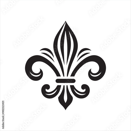 Fleur-de-Lis Symbol Vector – Elegant Heraldic Emblem in Black and White