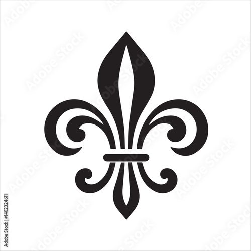 Fleur-de-Lis Symbol Vector – Elegant Heraldic Emblem in Black and White