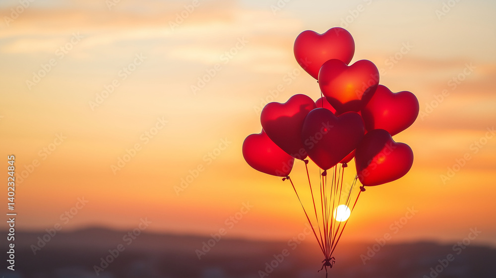 Fototapeta premium Romantic Valentines Day Living Room with Heart Balloons and Soft Lighting Perfect for a Loving Message (5)