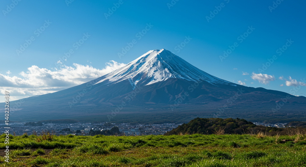A clear and beautiful view of Mount Fuji on a sunny day, with its snow-capped peak standing proudly against the bright blue sky.(generated AI) A clear and beautiful view of Mount Fuji on a sunny day, with its snow-capped peak standing proudly against the bright blue sky.(generated AI)