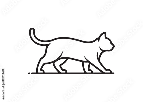 Elegant black line art of a poised feline.