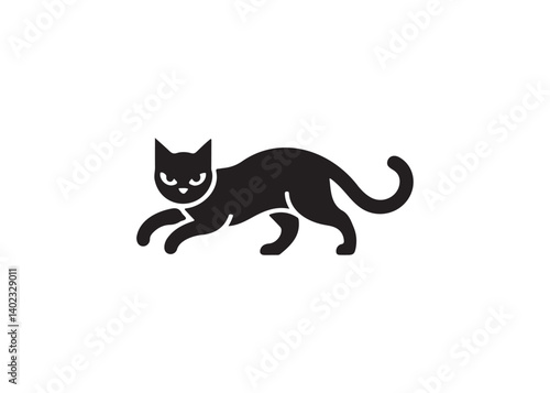 Simple black silhouette of a cat, perfect for graphic design.