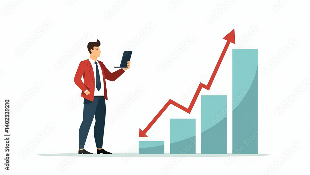 Flat Vector Illustration of Economic Indicators Analysis: GDP, Inflation, Employment Rates & Market Trends Flat Vector Illustration of Economic Indicators Analysis: GDP, Inflation, Employment Rates & Market Trends