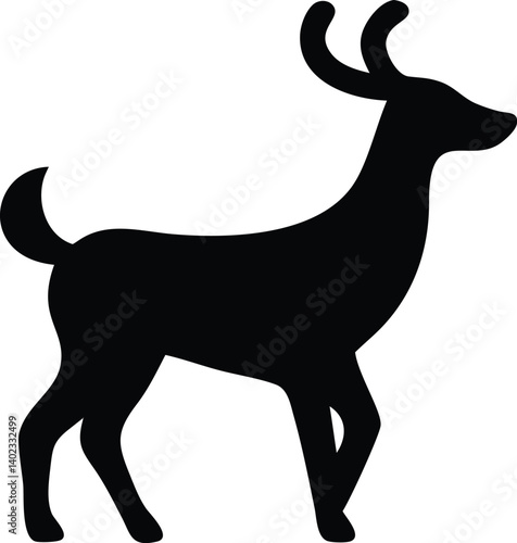 Flowing silhouette of a deer standing alert, its form softened by curves yet defined by confident minimalism