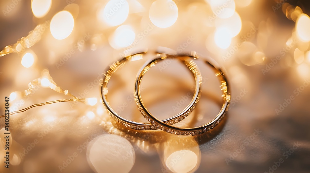 Two gold rings are on a white background Two gold rings are on a white background