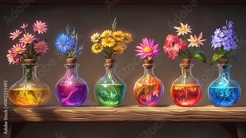 Colorful Floral Elixirs Shelf