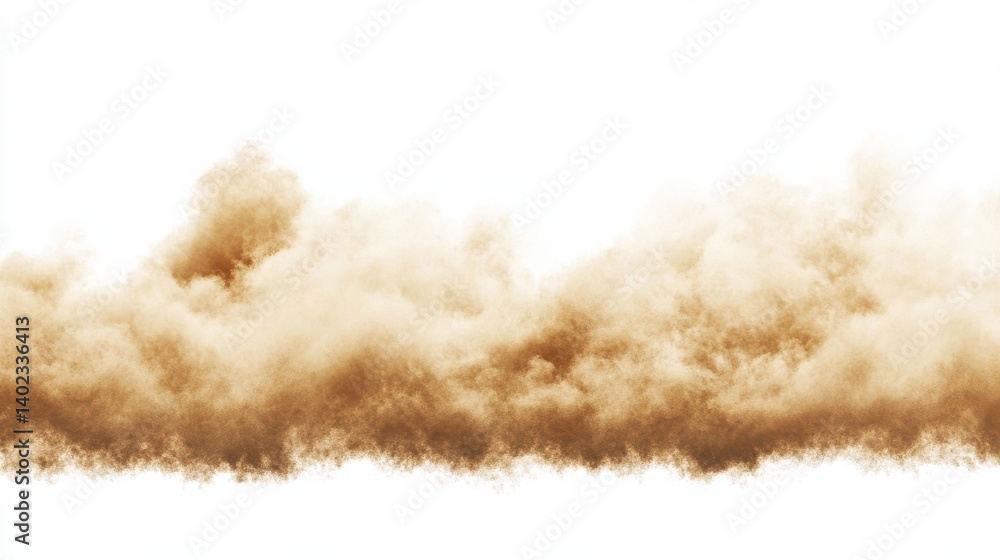 Realistic dust clouds isolated on a white background, resembling a sandstorm or polluted air, perfect for visual effects or environmental themes illustration Realistic dust clouds isolated on a white background, resembling a sandstorm or polluted air, perfect for visual effects or environmental themes illustration