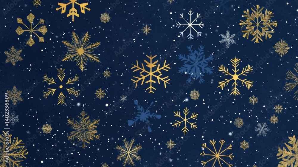 Winter background, Gold and navy snowflakes. Winter background, Gold and navy snowflakes.