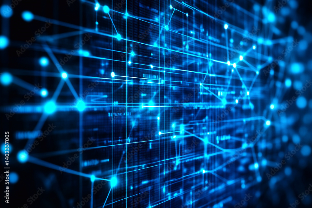 Abstract digital background designed as a tech-themed banner, featuring flowing data streams, software elements, and network lines. The composition symbolizes modern information systems