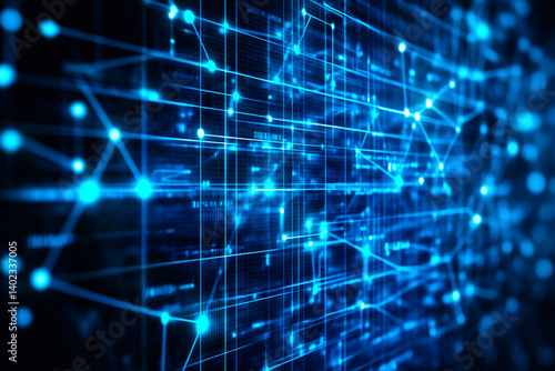 Abstract digital background designed as a tech-themed banner, featuring flowing data streams, software elements, and network lines. The composition symbolizes modern information systems
