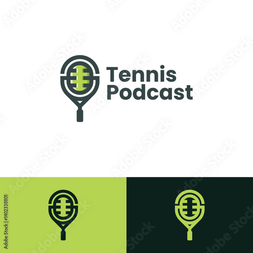 tennis podcast logo vector