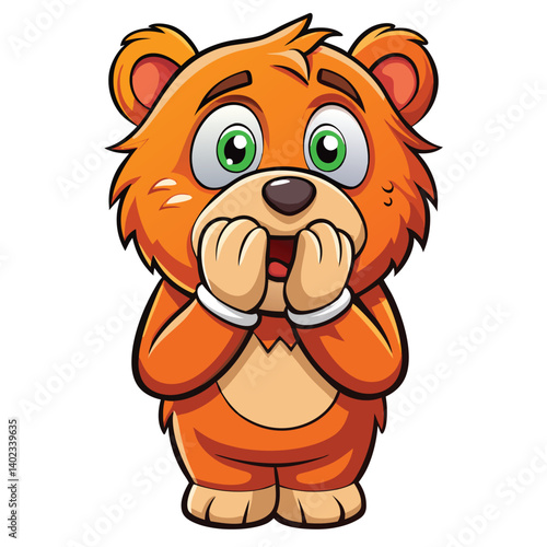 Cute cartoon bear with surprised expression