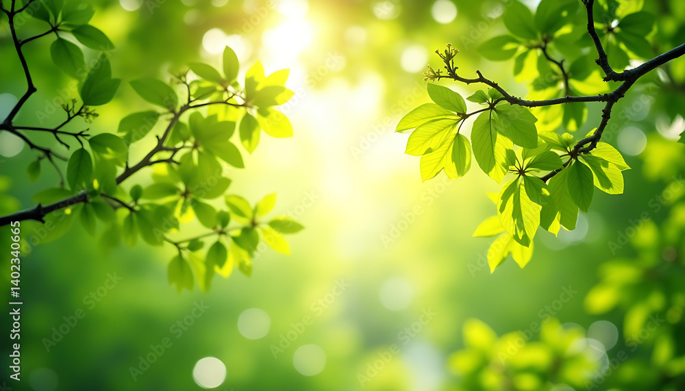 Sunlit Green Leaves: A Fresh Spring Morning in the Forest Sunlit Green Leaves: A Fresh Spring Morning in the Forest