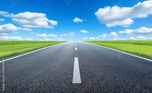 Wallpaper Mural Straight blacktop road through crops and clear skies, perfect travel backdrop. Torontodigital.ca