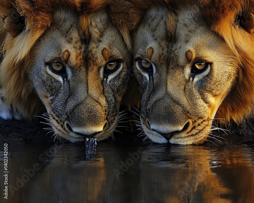 Lions Drinking Water