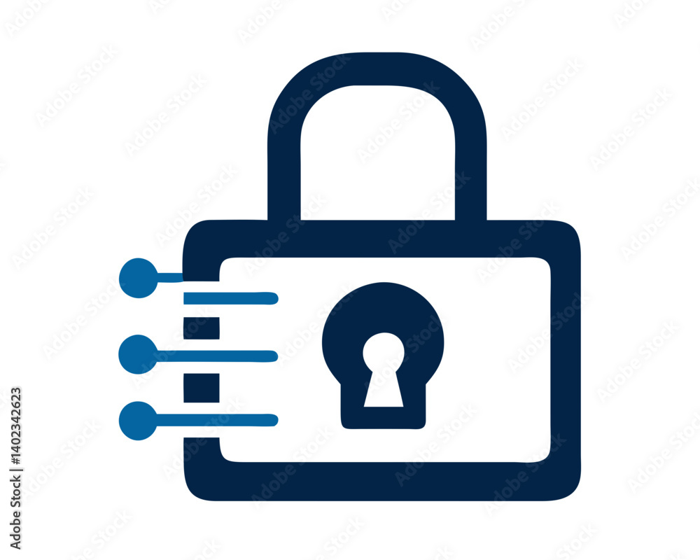 Cybersecurity lock icon representing data protection Cybersecurity lock icon representing data protection