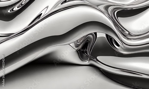 Wallpaper Mural Abstract Metallic Waves in Shiny Monochrome Textures Creating Fluid Motion and Elegant Patterns Torontodigital.ca