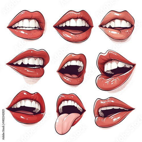 Obraz na płótnie Lips Expressions Collection w salonie