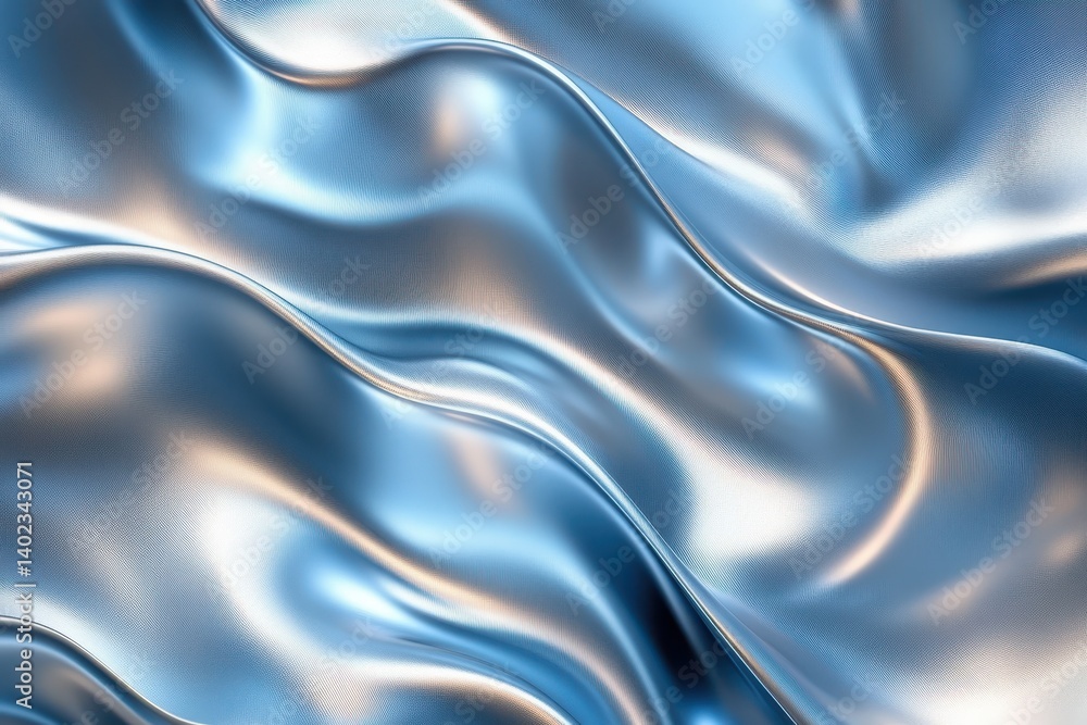 Abstract Blue Silver Draped Fabric Waves Texture Background, Abstract Blue Silver Draped Fabric Waves Texture Background,