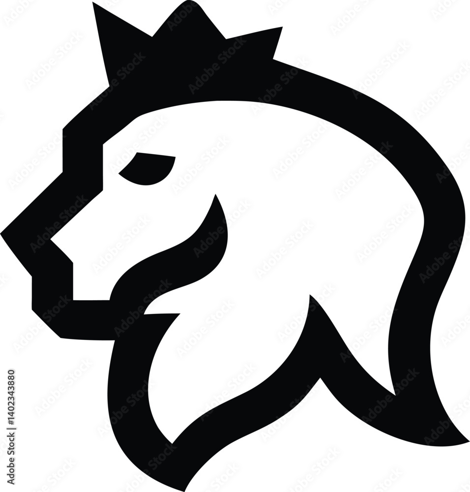 Fierce Crowned Lion in Monochrome Tribal Design Fierce Crowned Lion in Monochrome Tribal Design