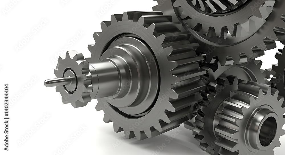 Gears Working Together Close Up on White Background for Engineering Concept Gears Working Together Close Up on White Background for Engineering Concept
