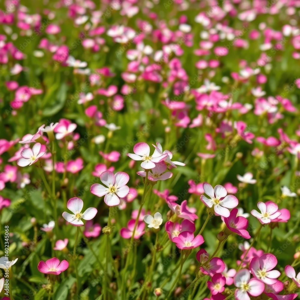 Delicate white and pink Bacopa monnieri blossoms in a field, aromatic, vibrant pink petals, natural, sunlight Delicate white and pink Bacopa monnieri blossoms in a field, aromatic, vibrant pink petals, natural, sunlight