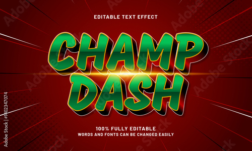 champ dash editable text effect with a game and sport text style