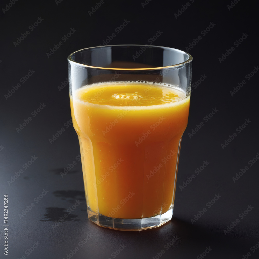 Freshly squeezed orange juice in a glass is a healthy and sweet citrus beverage Freshly squeezed orange juice in a glass is a healthy and sweet citrus beverage