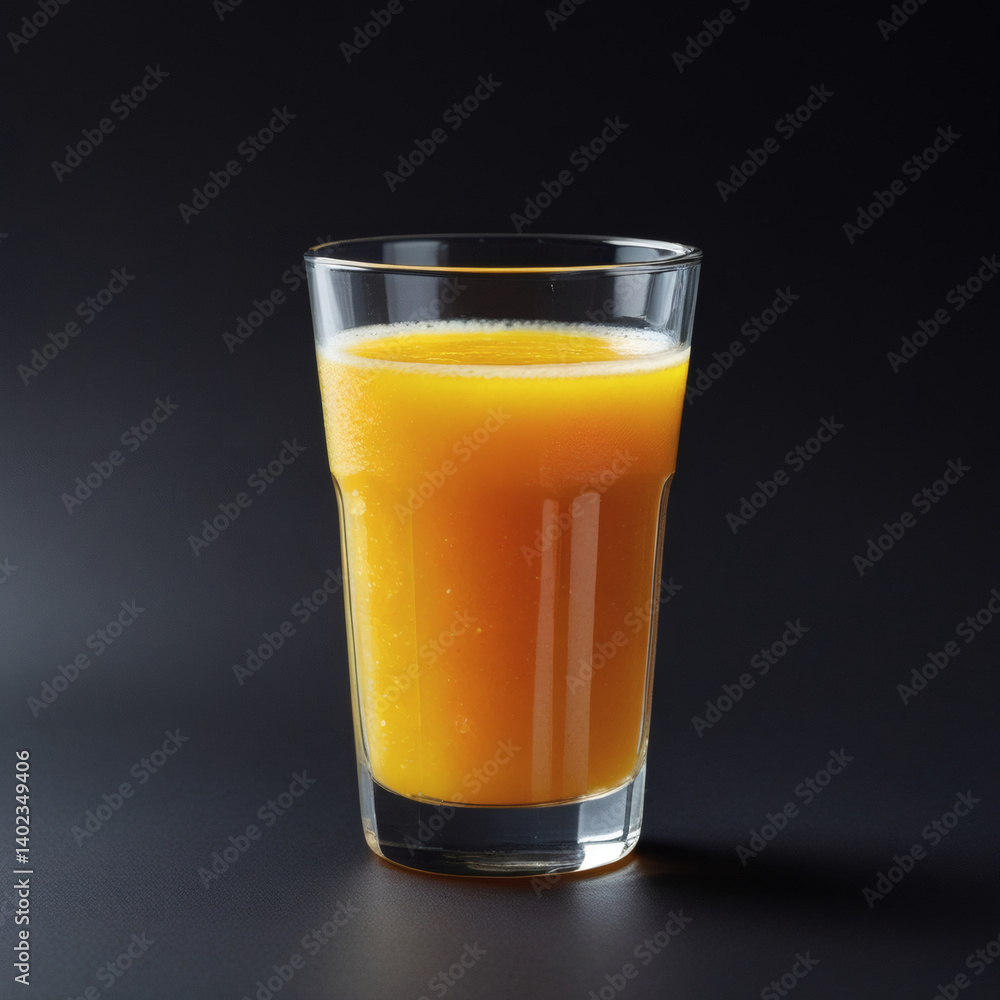Freshly squeezed orange juice in a glass is a healthy and sweet citrus beverage Freshly squeezed orange juice in a glass is a healthy and sweet citrus beverage