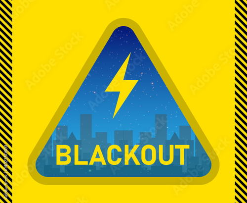 Yellow blackout icon. power outage sticker. flat vector illustration