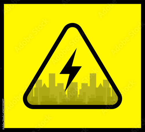 Yellow blackout icon. power outage sticker. flat vector illustration
