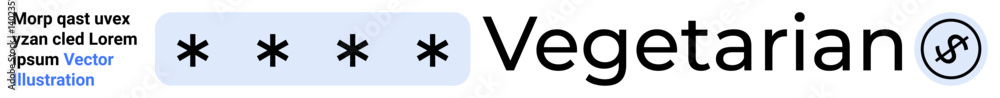 Obraz premium Vegetarian text accompanied by a meat-free food icon, text placeholder, and design elements. Ideal for menus, food packaging, diet labels, health guides, brands, ethical choices simple landing page