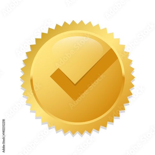 Approval check mark stamp Certified medal. Quality Badge. Vector illustration