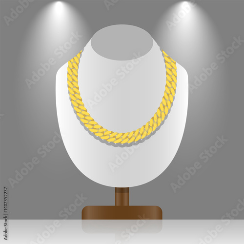 Miami Cuban Links Gold Chain Vector Illustration