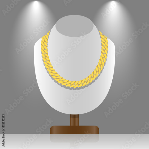 Miami Cuban Links Gold Chain Vector Illustration
