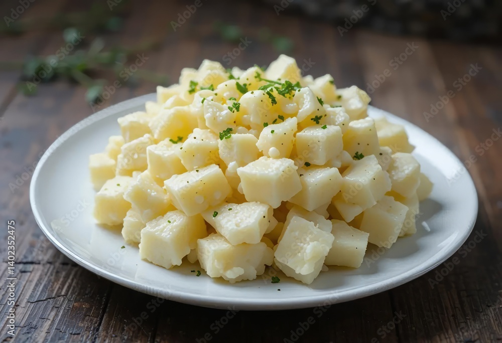 A bowl of creamy mashed potatoes sprinkled with herbs and spices A bowl of creamy mashed potatoes sprinkled with herbs and spices