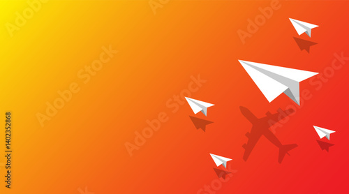 Flying paper planes Shadow of plane