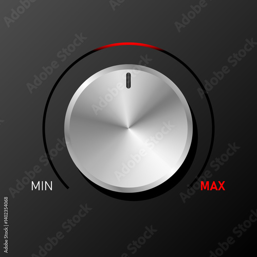 3d realistic metallic control knob vector illustration